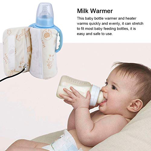 Baby Bottle Warmer - USB Portable Travel Mug Milk Heater Bottle Heater Feeding Bottle Infant Storage Bag (Color : Beige)