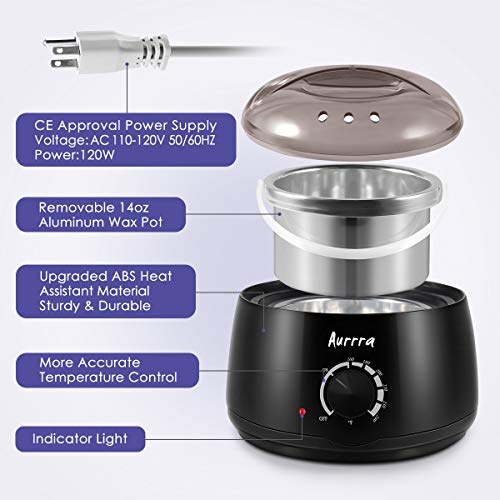 Wax Warmer Hair Removal Kit, Electric Professional Wax Heater Hair Removal Kit with 4 Different Flavor Hard Wax Beans and 20 Wax Applicator Sticks, Suitable for All Wax Types
