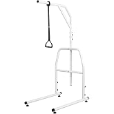 HomiShare Trapeze Bar for Bed Mobility, Heavy Duty Pull Up Assist Bar with Floor Stand, 5Ft-7Ft Height Adjustable Trapeze Bar, Medical Patient Mover for Care Facilities, White