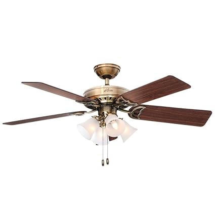 Studio 52 In Indoor Antique Brass Ceiling Fan With Light Bundled