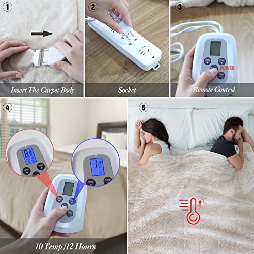 Electric Blanket Queen Size, Sherpa Flannel Heated Blanket with Dual