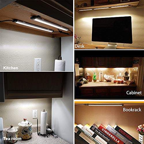 CNSUNWAY LIGHTING LED Under Counter Lighting Fixture, 12 Inches Dimmable Light Bars, 32W 2400LM Super Bright, 5000K Daylight for Kitchen,Cabinet,Shelf Lights, Plug and Play, Dimmer Included -4 Pack