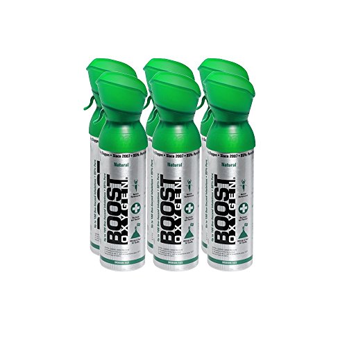 95% Pure Oxygen by Boost Oxygen - Portable Canister of Supplemental Oxygen - Increases Endurance, Recovery and Performance - 5 Liter Canisters - 6 Pack (Natural)