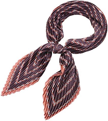 AOLIGE Hair Scarf Satin Accordion Pleated Rhombus Head Neck Scarfs for Women
