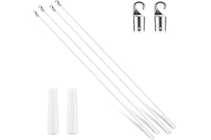 Bokon 4 Pcs Blinds Wand Replacement with Hook and Handle White Fiberglass Long Vertica Blind Wand for Windows Curtain Door Shades Opener Accessory (30 Inch)