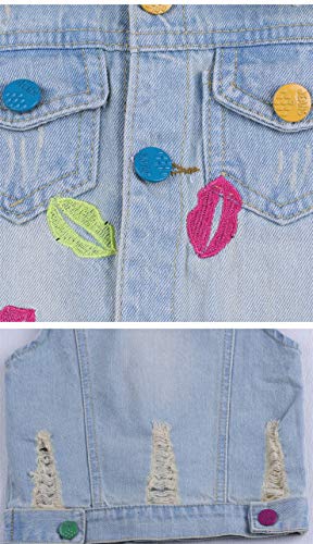 Star Flower Little Big Girls Denim Jackets Coats Outwear - Image 5
