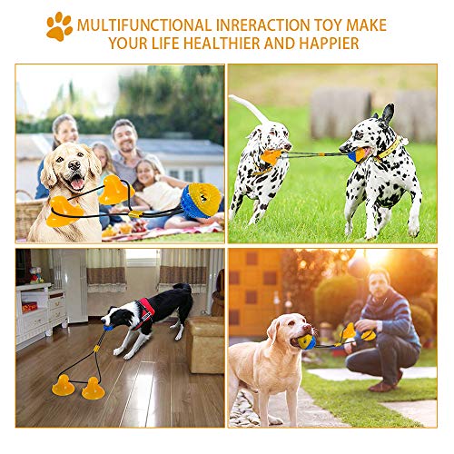 shuny Double Suction Cup Dog Chew Toy Tug of War Rope Toys for Aggressive Chewers Interactive Puppy Puzzle Toys Food Dispensing Toothbrush Teeth Cleaning Ball for Large Dogs