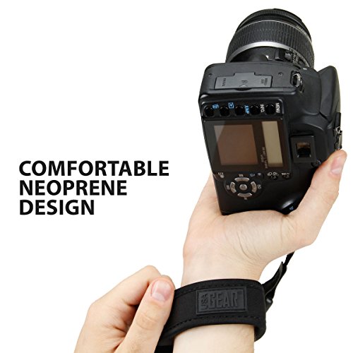 USA-Gear-Correa-para-La-Mueca-con-Diseo-De-Neopreno-Acolchado-Negro-Soporte-Cmodo-Y-Hebillas-De-Liberacin-Rpida-Compatible-con-Cmaras-DSLR-Canon-Nikon-Sony-Y-Ms