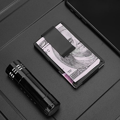 Metal Wallet Credit Card Holder with RFID blocking, Aluminum Money Clip Wallet (Black) - Thumbnail 6