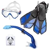 ELEMENTEX Dry Kids Snorkel Set Scuba Mask, Fins n Top Valve