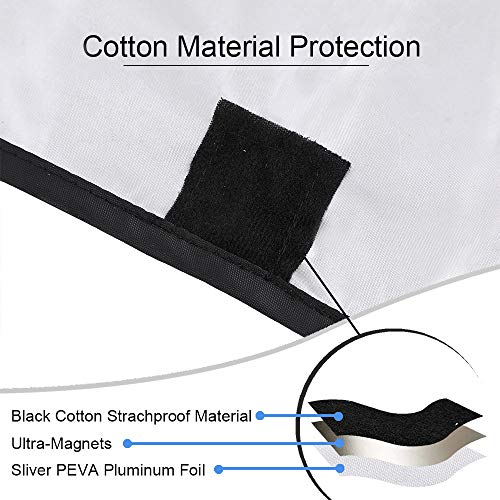MAJALiS Car Windshield Rear Mirror Cover, Windshield Sunshade Foldable Windshield Cover Sun Shade Reflection Blocker Magnetic Scrachproof Windproof Fits Universal Vehicle All Season
