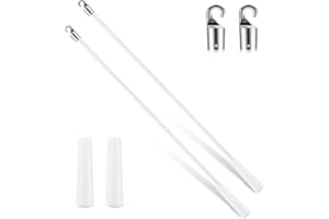 Bokon 2 Pieces White Fiberglass Blind Wand Vertical Blinds Stick Replacement with Hook and Handle for Window Opener Accessory(17 Inch)