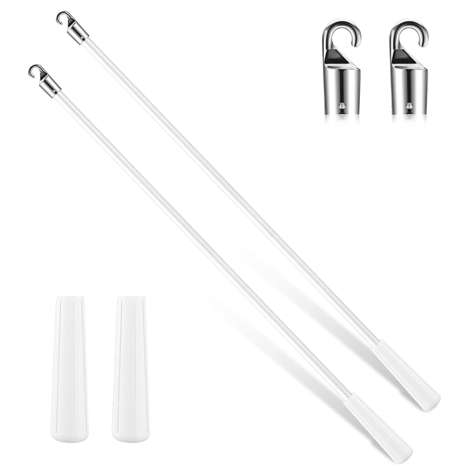 Photo 1 of Bokon 2 Pieces White Fiberglass Blind Wand Vertical Blinds Stick Replacement with Hook and Handle for Window Opener Accessory(17 Inch)