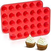 CAKETIME Silicone Mini Muffin Pan, 24 Cups Mini Cupcake Pans Silicone Muffin Tin for Baking Nonstick 2 Pack