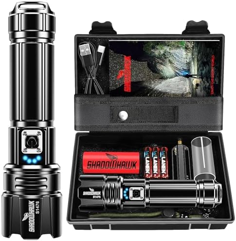 Shadowhawk Flashlight Led USB Rechargeable, 20000 lumens Torch Light  XHP70.2, Super Bright Tactical Flashlights, IP67 Waterproof Zoomable, for  Outdoor Camping Hiking Emergency(with Battery) price in UAE | Amazon UAE |  kanbkam