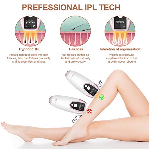 IPL Hair Removal System for Women, OOWOLF Permanent Painless 700,000 Flashes Facial Body Professional Hair Remover Device for Bikini line, Legs, Arms, Armpits Wholebody with Manual/Auto Settings
