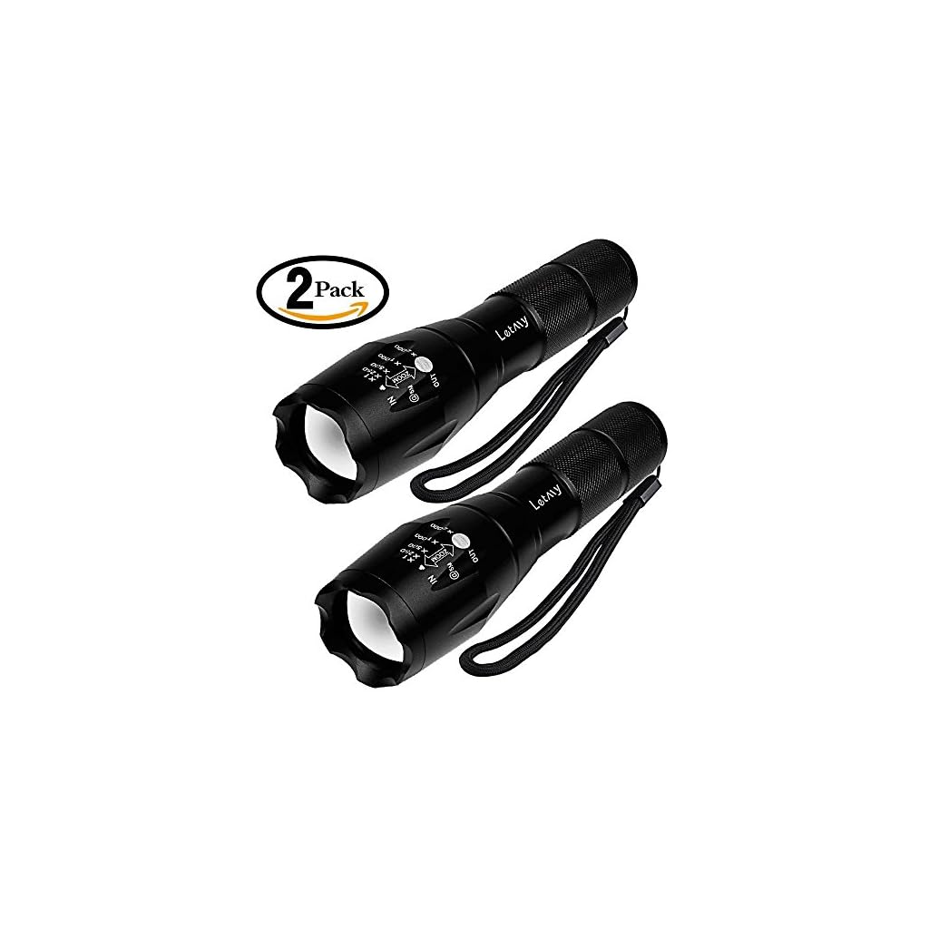 LETMY Tactical Flashlight 2 Pack Super Bright High Lumen LED