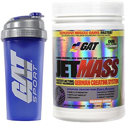 GAT Post-Workout German Creatine Jet Mass 40 Servings JetMass with Bonus GAT Shaker - Orange