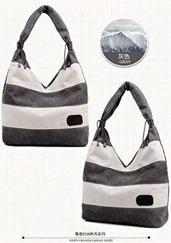 Ecokaki Women's Hobo Tote Bag Canvas Straped Bag Large Handbag Shopper Shoulder Bag Black