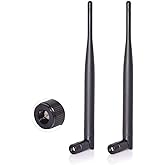 Bingfu Dual Band WiFi 2.4GHz 5GHz 5.8GHz 6dBi SMA Male Antenna (2-Pack) for Wireless Vedio Security IP Camera Recorder Survei