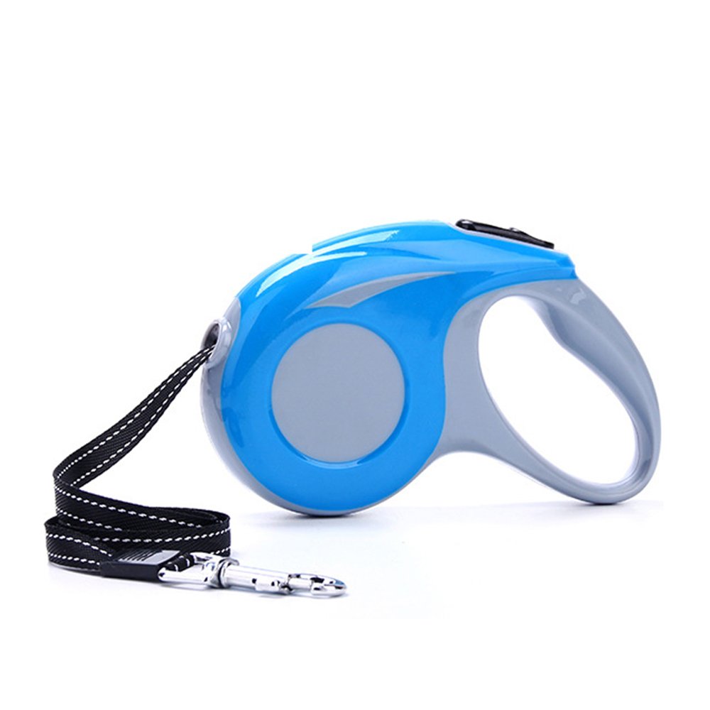 LXZDL Retractable Dog Leash, 16ft Dog Walking Leash for Large Medium Small Dogs up to 110 lbs, Tangle Free, Soft Hand Grip, Reflective Ribbon Cord, One Button Brake & Lock-Blue