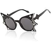 FEISEDY Women Men Funny Sunglasses, Butterfly Shaped Bat Shades for Halloween and Party B4142