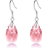 Teardrop Austrian Crystal Drop Dangle Earrings for Women 925 Sterling Silver Hook Hypoallergenic Jewelry