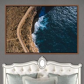 signwin Framed Canvas Wall Art Coastal Scenery Aerial...
