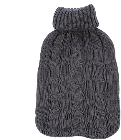 2000ml Knitted Acrylic Warm Hot Water Bag Cover, Insulation Hot Water Bottle Cap,Dark Gray