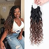 Gabrielle 6 Packs (14 Inch, OT30) Ombre Goddess Locs Faux Locs Crochet Hair Wavy With Curly Ends Synthetic Twist Braiding Goddess Hair Extensions 24 Roots
