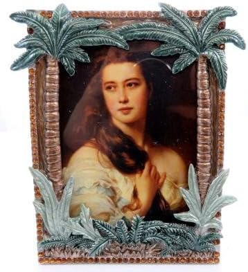 Picture frame with palm trees and rhinestones lined around the edges PF11