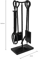 Charles Bentley Fireside Companion Set Black Matte Iron Poker Tongs Shovel view 7