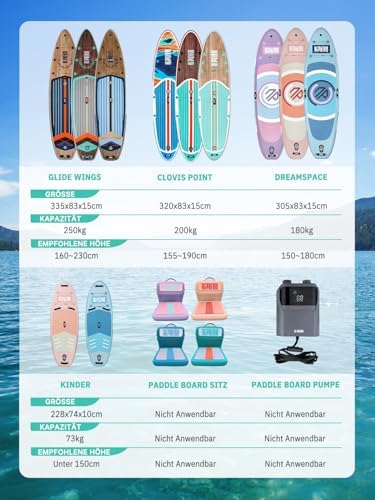 Stand up Paddling Board mit Sitz und Allem Zubehör, 320cm Paddleboard für Aller Fähigkeitsniveaus, SUP Board 200kg Tragkraft für 2 Personen, Standup Paddle Board for Adults