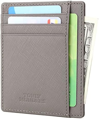 Minimalist Genuine Leather Wallet RFID Front Pocket Wallet Slim Credit Card Holder
