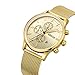 Baogela Mens Gold Tone Stainless Steel Chronograph Calender Alloy fashion Quartz Wrist Watch