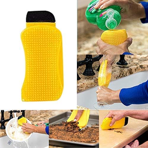 Jaminy 3In1 Sponge Hero Silicone Cleaning Brush Multi-Function Kitchen Silicone Sponge Scrubber Scraper Squeegee