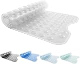 ANSIO Bath Mat Non Slip 100 x 40 cm Anti Mould PVC with Drain Holes