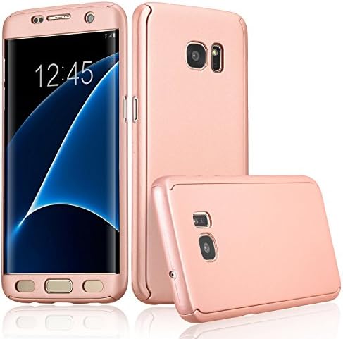 Samsung Galaxy S7 Edge case,KCOYO New Design 360 Degree Full Body Protective Hard PC Slim Shockproof Anti-slip Anti-fingerprint Front&amp;Back Case Cover For Samsung Galaxy S7 Edge (rose gold)
