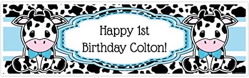 Cow 1st Birthday Boy 5 Ft. Large Personalized Banner