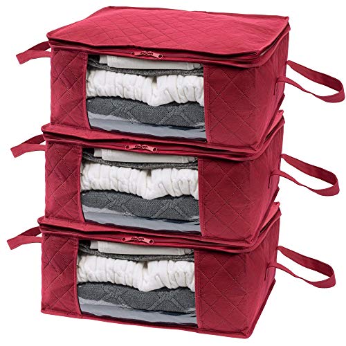 Woffit Foldable Storage Bag Organizers, Large Clear Window & Carry Handles, Great for Clothes, Blankets, Towels, Winter & Summer Clothing, Closets, Bedrooms, Under Bed & More