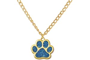 DREUYET Paw Print Necklace for Women Girls Cute Dainty Animal Pendant Necklace Glitter Personalized Colorful Pet Memorial Necklace Dog or Cat Memorial Jewelry Gifts for Cat Mom Animals Lover