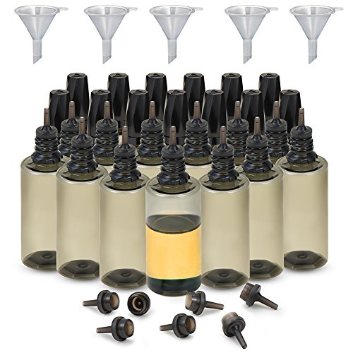 25pcs Wide Tip opening 30ML Empty Transparent Black PET liquid Dropper Bottles funnel squeezable Eye Liquid Container Pressure Rotary dropper bottles liquid dispensor (25X 30ml PET bottle)