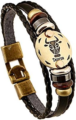Twelve Constellation Braided Rope Leather Unisex Bracelet Zodiac Sign