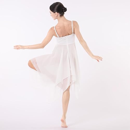 ODASDO Women Lyrical Dance Dress Ballet Modern Contemporary Dance Costume  Spaghetti Straps Handerkerchief Hem Chiffon Flowy Skirt Ballroom Cha Cha Clothes  White L in Saudi Arabia | Whizz b21c23e8-ac46-41ab-bfed-a824ad1360c0_601