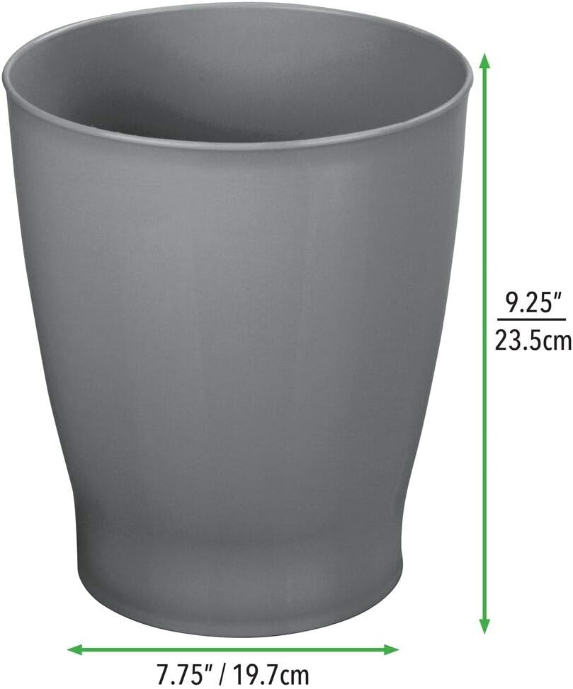 mDesign Slim Round Plastic Small Trash Can Wastebasket, Garbage Container Bin for Bathrooms, Powder Rooms, Kitchens, Home Offices, Kids Rooms - Charcoal Gray: Home & Kitchen