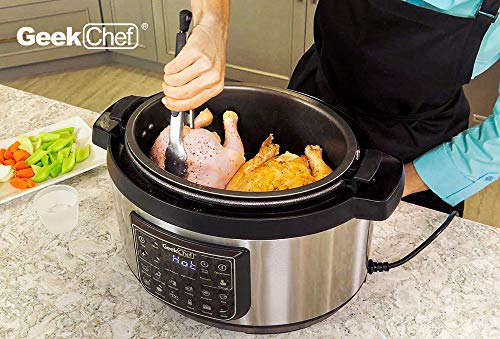 Geek Chef 8 Qt 12-in-i Multiuse Programmable Electric Pressure Cooker Oval, Slow Cooker, Rice Cooker, Steamer, Sauté, Yogurt Maker and Warmer, Non-Stick Pot Has Cool-Touch Handles, EZ-Lock (GP80Plus)