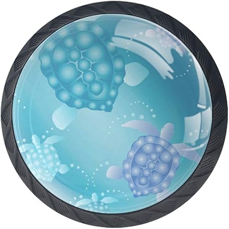 Lorvies Sea Turtles Drawer Knob Pull Handle Crystal Glass Circle