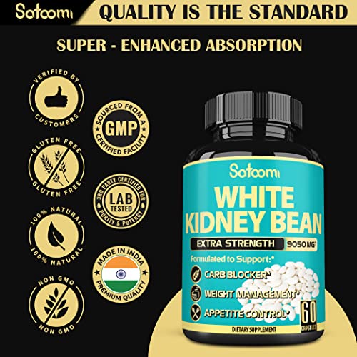 Pure White Kidney Bean Capsules 4 Month Supply Equivalent to 9050mg