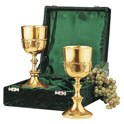 Design Toscano Grape Harvest Solid Brass Goblets - Set of Two with Gift Box