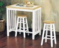 3pc Breakfast Table & Stools Set Natural & White Finish